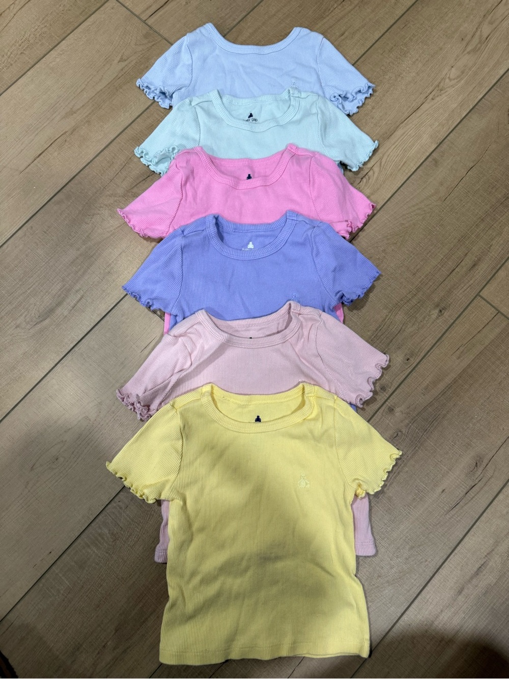GAP Girls Ribbed Ruffle Sleeve Tee - Pastel Multi-Pack